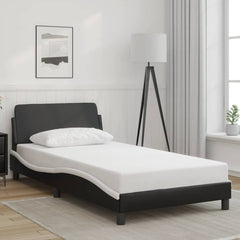 Bed Frame "Dover" Faux Leather Black and white 100 cm 190 cm