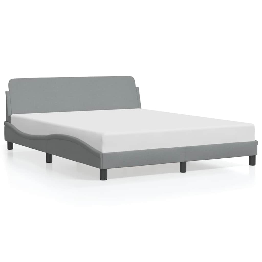 Bed Frame "Dover" Fabric Light grey 152 cm 203 cm