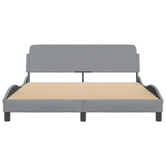 Bed Frame "Dover" Fabric Light grey 152 cm 203 cm