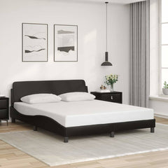 Bed Frame "Dover" Faux Leather Black 152 cm 203 cm