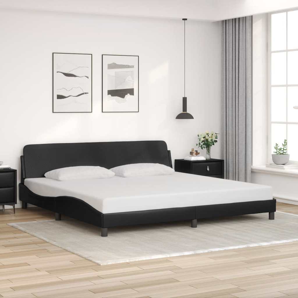 Bed Frame "Dover" Faux Leather Black 193 cm 203 cm