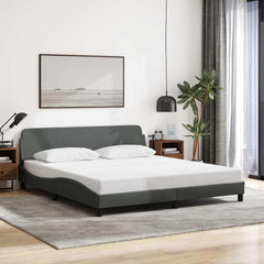 Bed Frame "Dover" Fabric Dark grey 183 cm 213 cm