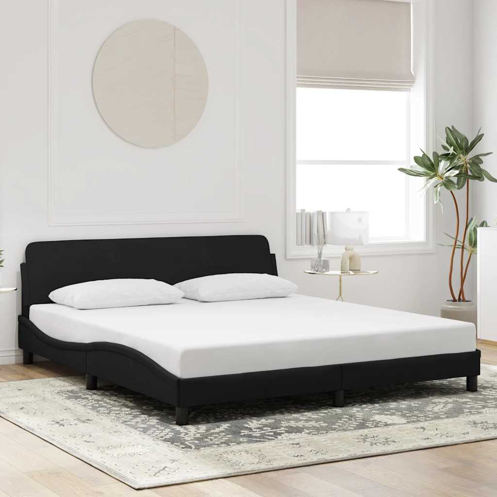 Bed Frame "Dover" Faux Leather black 183 cm 213 cm