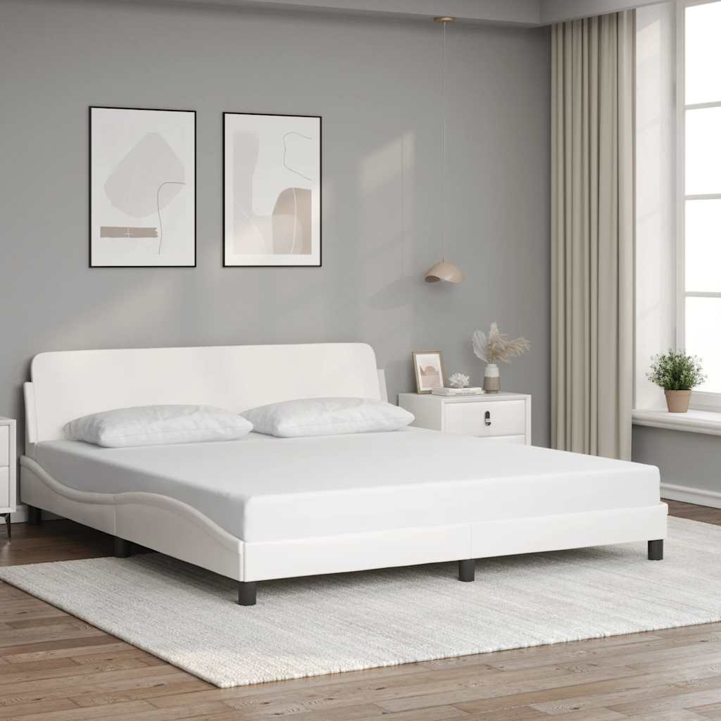 Bed Frame "Dover" Faux Leather white 183 cm 213 cm