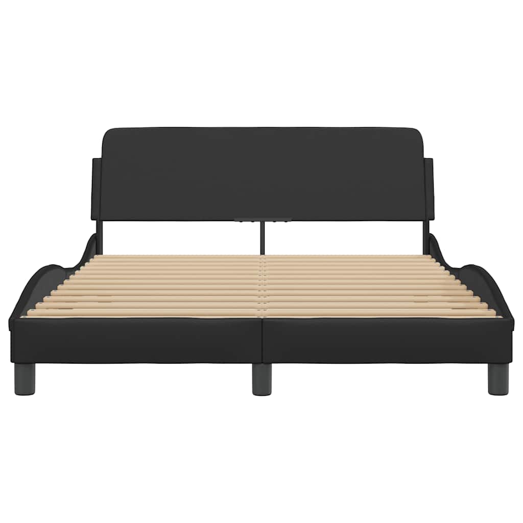 Bed Frame "Dover" Faux Leather Black 135 cm