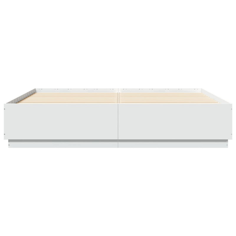 Bed Frame with LED Lights White 200x200 cm Engineered Wood