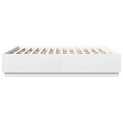 Bed Frame with LED Lights White 200x200 cm Engineered Wood