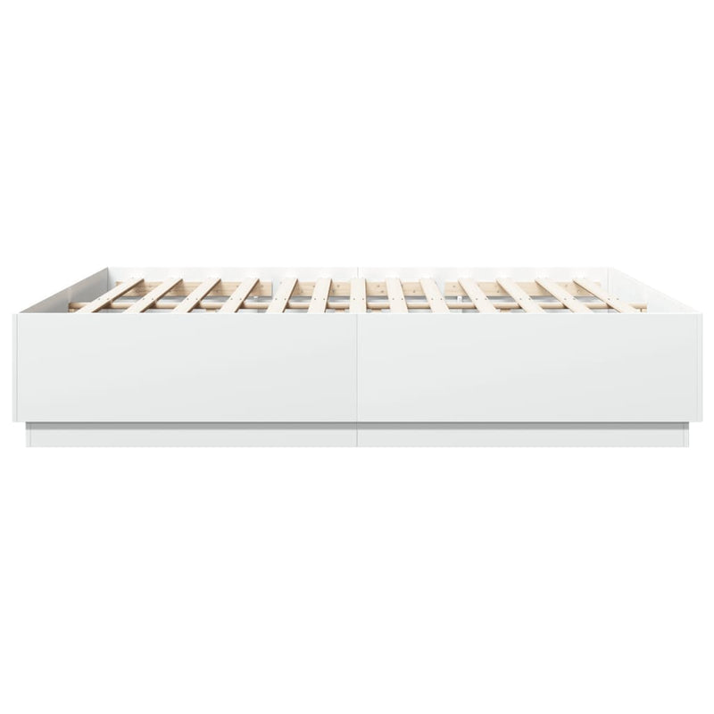 Bed Frame with LED Lights White 200x200 cm Engineered Wood