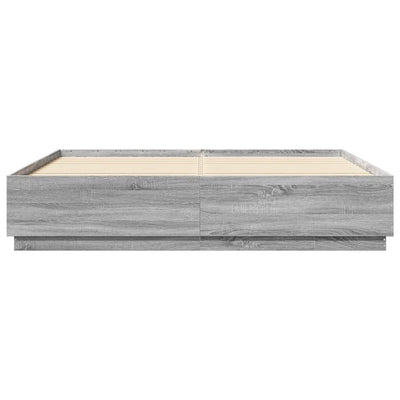 Bed Frame with LED Lights Grey Sonoma 200x200 cm Engineered Wood