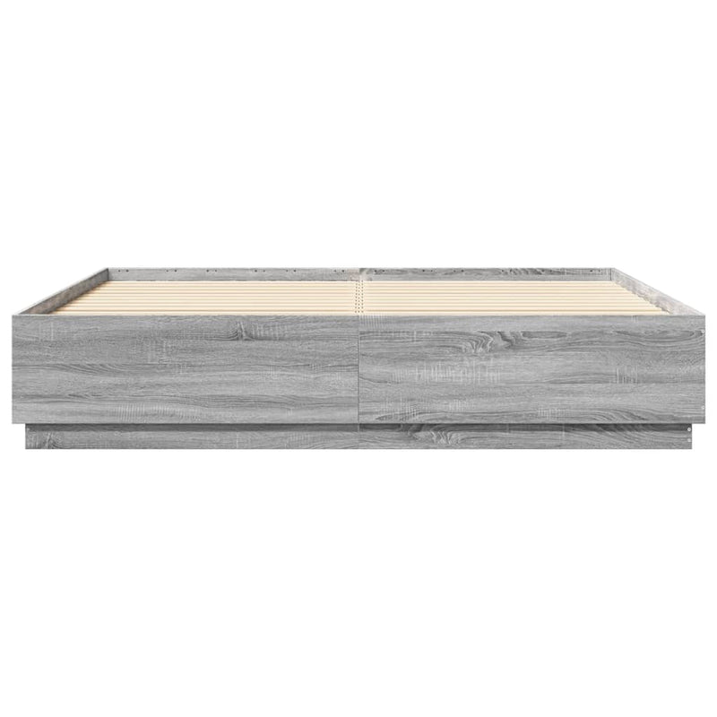 Bed Frame with LED Lights Grey Sonoma 200x200 cm Engineered Wood