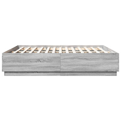 Bed Frame with LED Lights Grey Sonoma 200x200 cm Engineered Wood