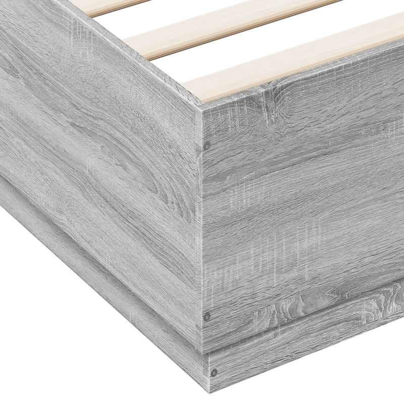 Bed Frame with LED Lights Grey Sonoma 200x200 cm Engineered Wood