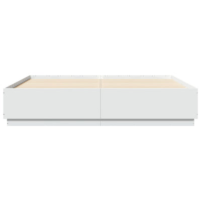 Bed Frame with LED Lights White 180x200 cm Super King Engineered Wood