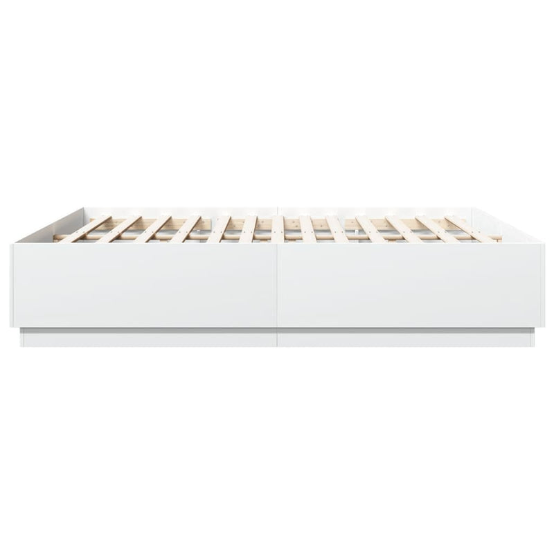 Bed Frame with LED Lights White 180x200 cm Super King Engineered Wood