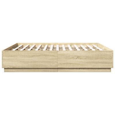 Bed Frame with LED Lights Sonoma Oak 180x200 cm Super King Engineered Wood