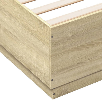 Bed Frame with LED Lights Sonoma Oak 180x200 cm Super King Engineered Wood