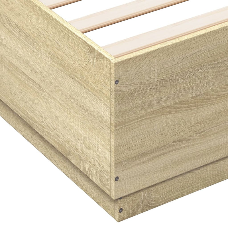 Bed Frame with LED Lights Sonoma Oak 180x200 cm Super King Engineered Wood