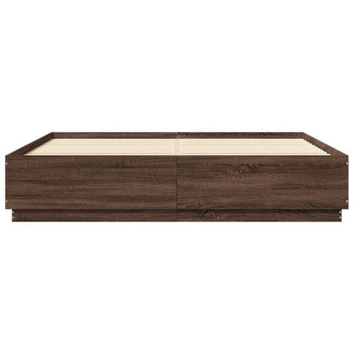 Bed Frame with LED Lights Brown Oak 180x200 cm Super King Engineered Wood