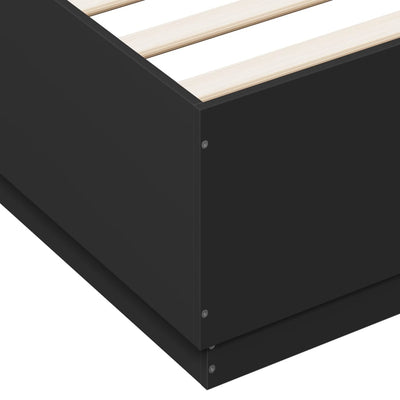 Bed Frame with LED Lights Black 160x200 cm Engineered Wood