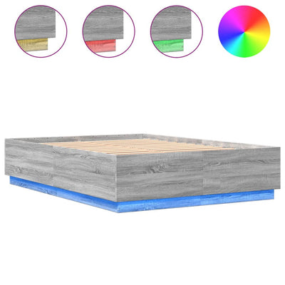 Bed Frame with LED Lights Grey Sonoma 160x200 cm Engineered Wood