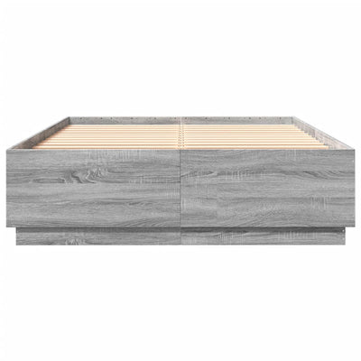 Bed Frame with LED Lights Grey Sonoma 160x200 cm Engineered Wood