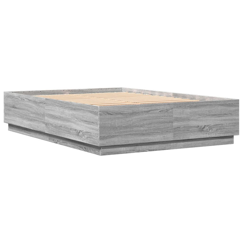 Bed Frame with LED Lights Grey Sonoma 160x200 cm Engineered Wood