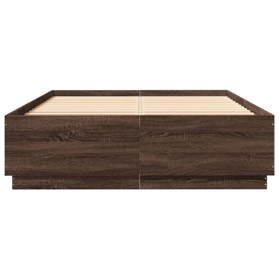 Bed Frame with LED Lights Brown Oak 160x200 cm Engineered Wood