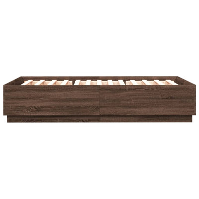 Bed Frame with LED Lights Brown Oak 160x200 cm Engineered Wood