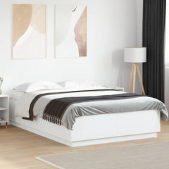 Bed Frame with LED without Mattress 150x200 cm White