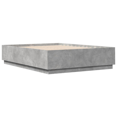 Bed Frame with LED Lights Concrete Grey 150x200 cm King Size Engineered Wood