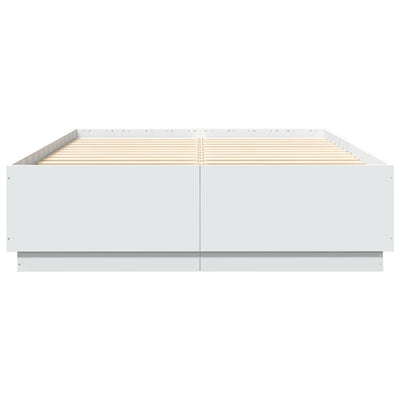 Bed Frame with LED Lights White 140x200 cm Engineered Wood