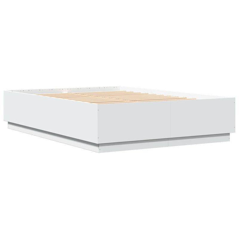 Bed Frame with LED Lights White 140x200 cm Engineered Wood