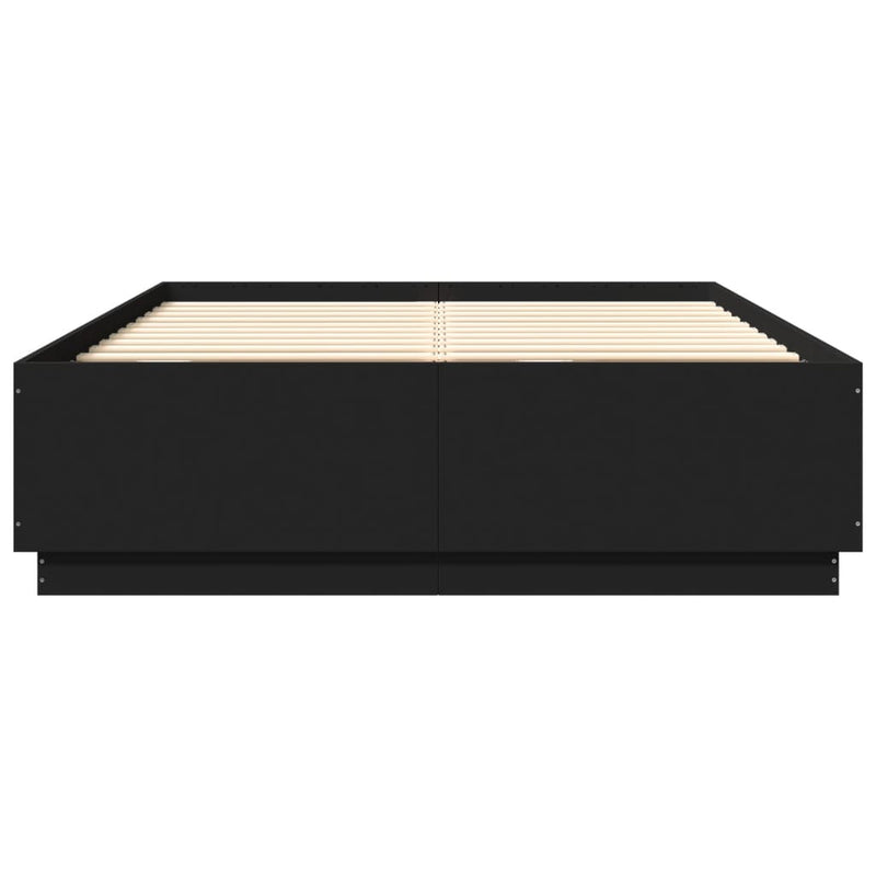 Bed Frame with LED Lights Black 140x200 cm Engineered Wood