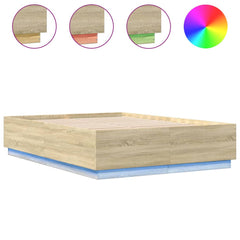 Bed Frame with LED without Mattress 140x200 cm Sonoma oak