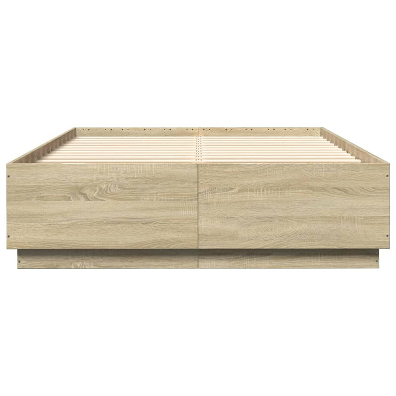 Bed Frame with LED Lights Sonoma Oak 140x200 cm Engineered Wood