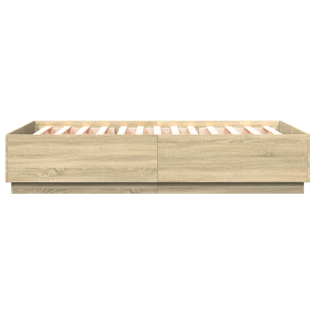 Bed Frame with LED without Mattress 140x200 cm Sonoma oak