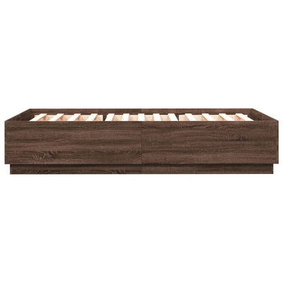 Bed Frame with LED Lights Brown Oak 140x200 cm Engineered Wood