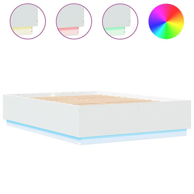 Bed Frame with LED Lights White 120x200 cm Engineered Wood