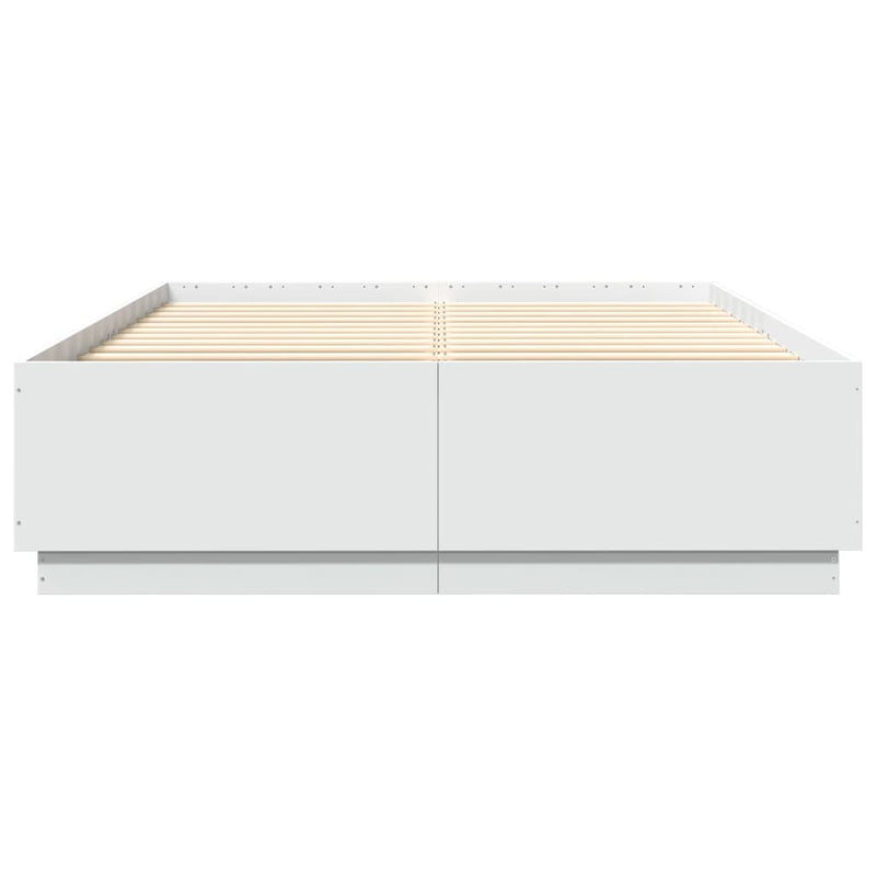 Bed Frame with LED Lights White 120x200 cm Engineered Wood