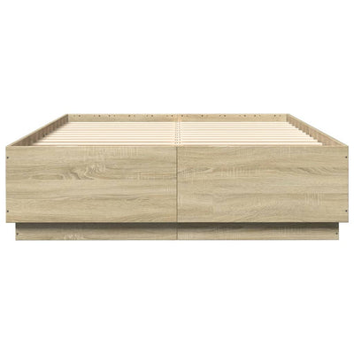 Bed Frame with LED Lights Sonoma Oak 120x200 cm Engineered Wood