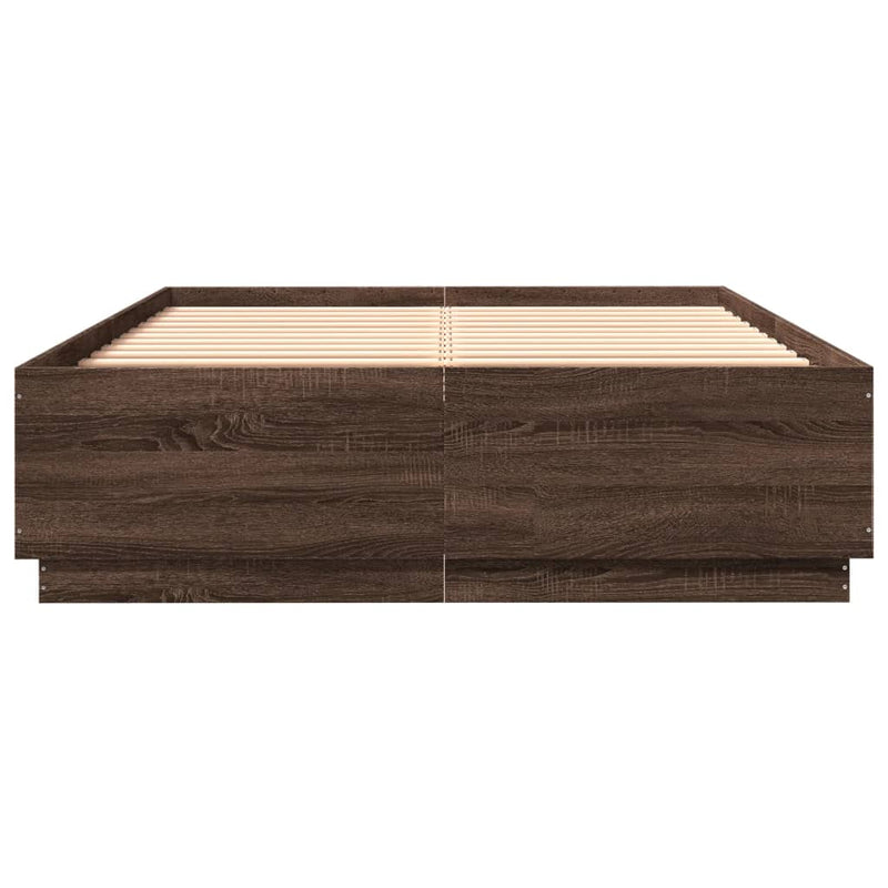 Bed Frame with LED Lights Brown Oak 120x200 cm Engineered Wood