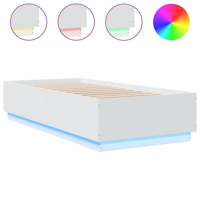 Bed Frame with LED Lights White 100x200 cm Engineered Wood