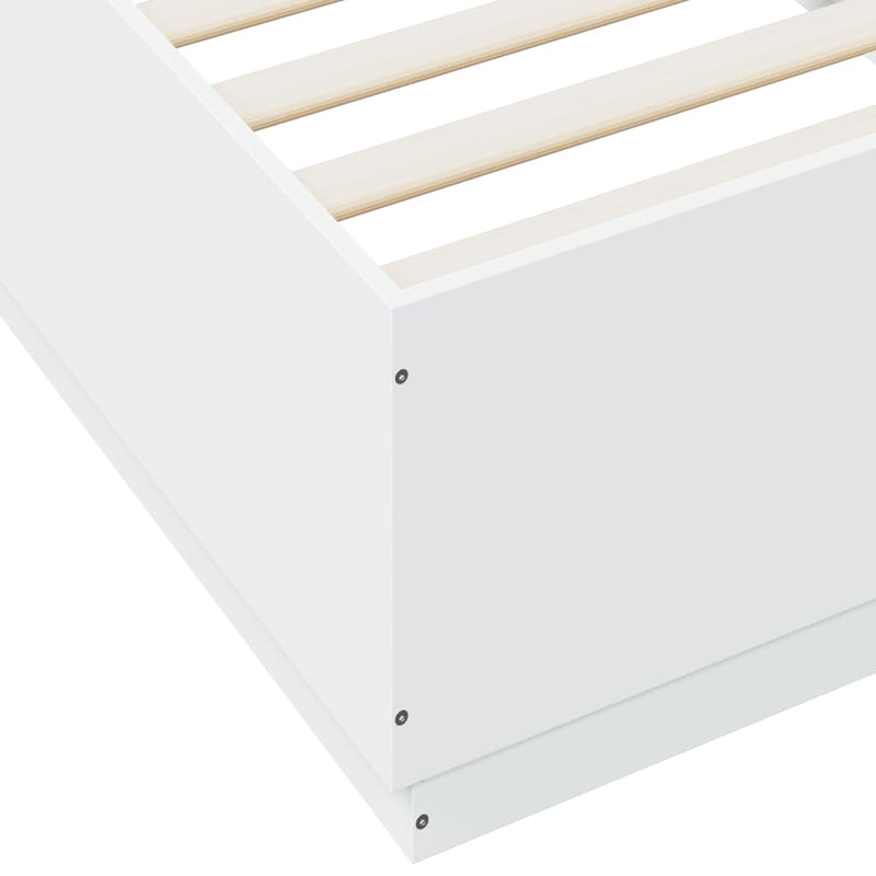 Bed Frame with LED Lights White 100x200 cm Engineered Wood