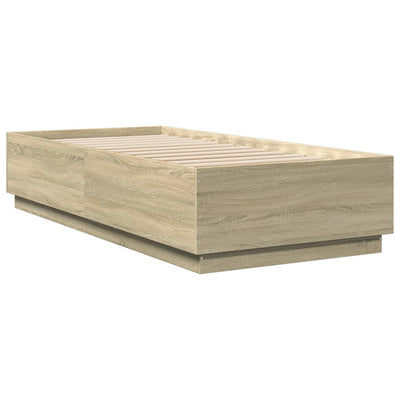 Bed Frame with LED Lights Sonoma Oak 100x200 cm Engineered Wood