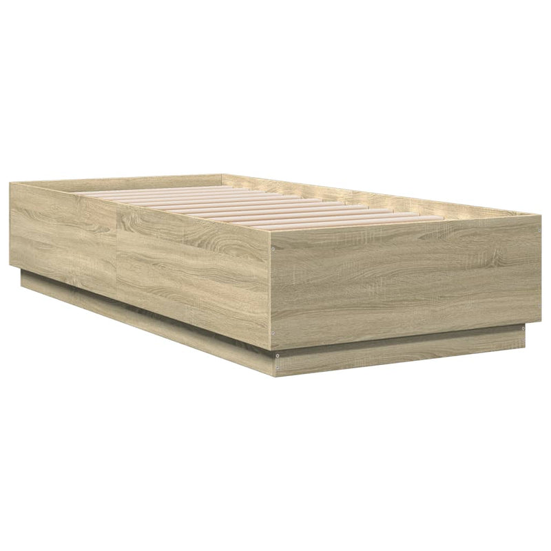 Bed Frame with LED Lights Sonoma Oak 100x200 cm Engineered Wood