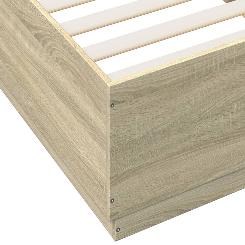 Bed Frame with LED Lights Sonoma Oak 100x200 cm Engineered Wood