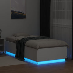 Bed Frame with LED without Mattress 90x200 cm White