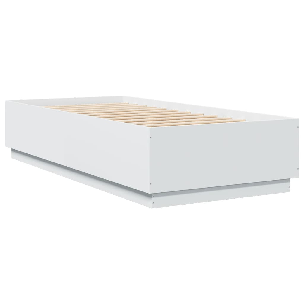 Bed Frame with LED without Mattress 90x200 cm White