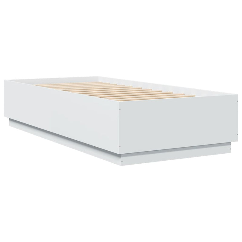 Bed Frame with LED Lights White 90x200 cm Engineered Wood