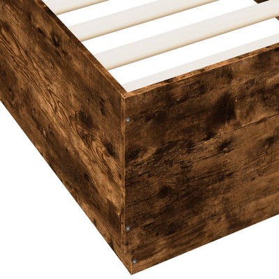 Bed Frame with LED Lights Smoked Oak 90x200 cm Engineered Wood